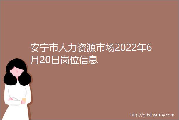 安宁市人力资源市场2022年6月20日岗位信息