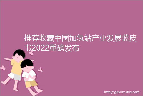推荐收藏中国加氢站产业发展蓝皮书2022重磅发布