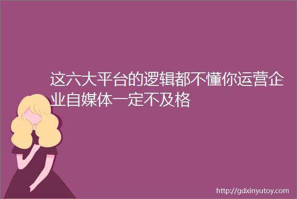 这六大平台的逻辑都不懂你运营企业自媒体一定不及格