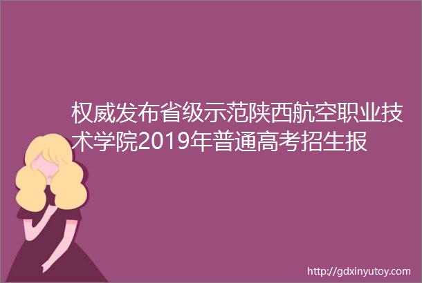 权威发布省级示范陕西航空职业技术学院2019年普通高考招生报考指南