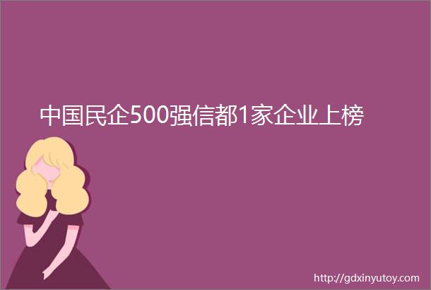 中国民企500强信都1家企业上榜