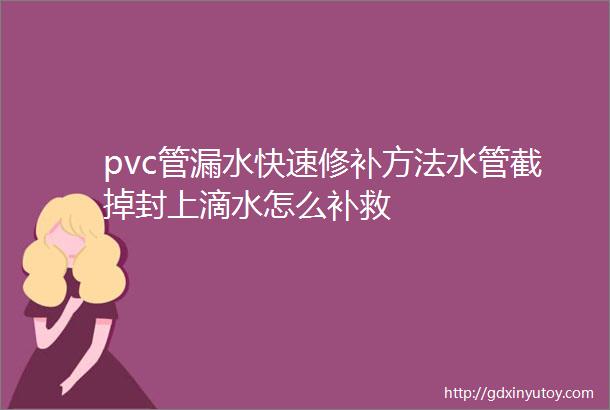 pvc管漏水快速修补方法水管截掉封上滴水怎么补救