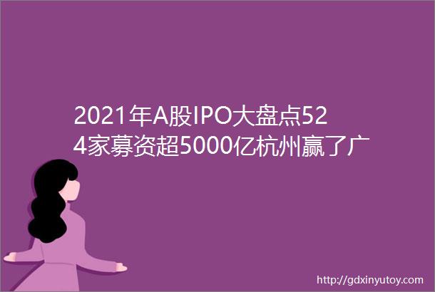 2021年A股IPO大盘点524家募资超5000亿杭州赢了广州平均涨153有投资者赚300倍