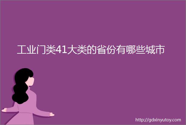 工业门类41大类的省份有哪些城市