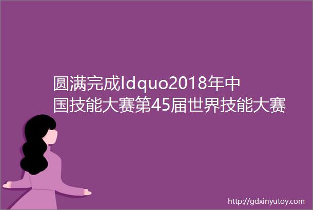 圆满完成ldquo2018年中国技能大赛第45届世界技能大赛全国选拔赛rdquo网站设计与开发项目技术保障工作