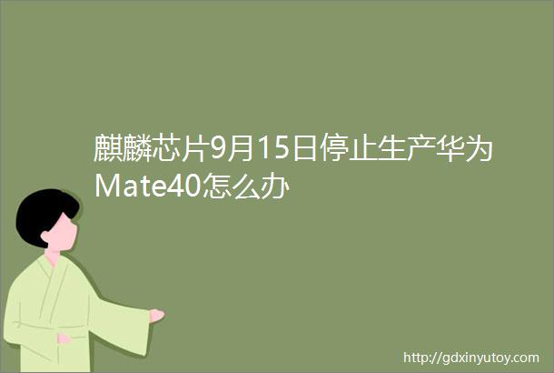 麒麟芯片9月15日停止生产华为Mate40怎么办