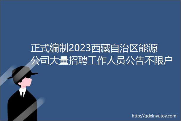 正式编制2023西藏自治区能源公司大量招聘工作人员公告不限户籍快转给身边需要的人
