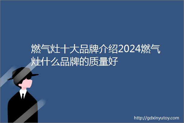 燃气灶十大品牌介绍2024燃气灶什么品牌的质量好