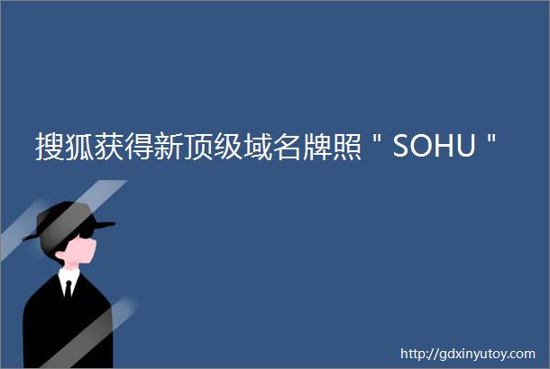 搜狐获得新顶级域名牌照＂SOHU＂