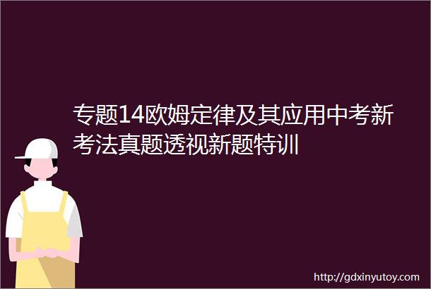 专题14欧姆定律及其应用中考新考法真题透视新题特训