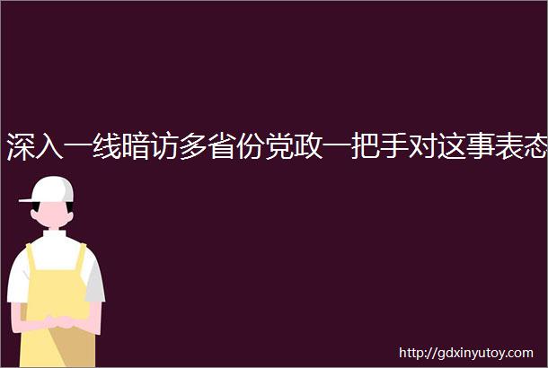 深入一线暗访多省份党政一把手对这事表态