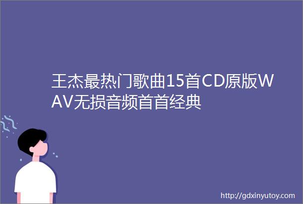 王杰最热门歌曲15首CD原版WAV无损音频首首经典