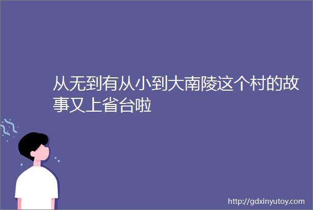 从无到有从小到大南陵这个村的故事又上省台啦