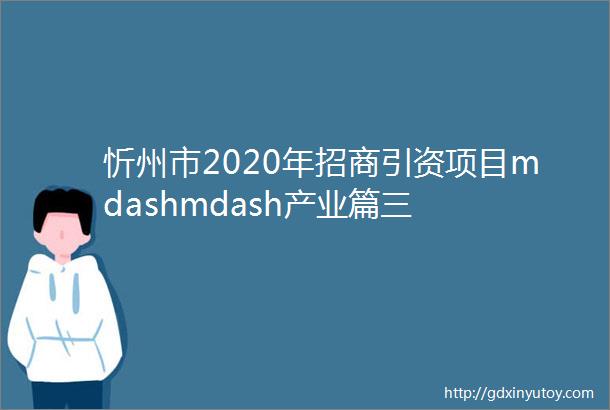 忻州市2020年招商引资项目mdashmdash产业篇三