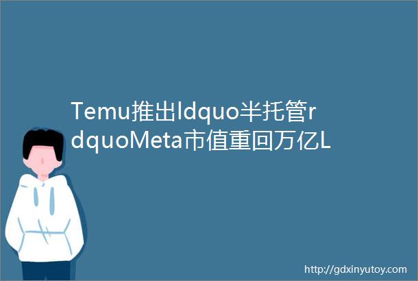 Temu推出ldquo半托管rdquoMeta市值重回万亿LazadaCEO兼任Daraz代理CEO跨境电商周报