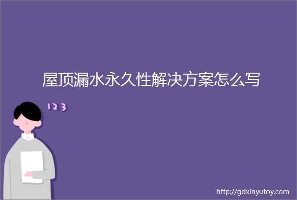 屋顶漏水永久性解决方案怎么写