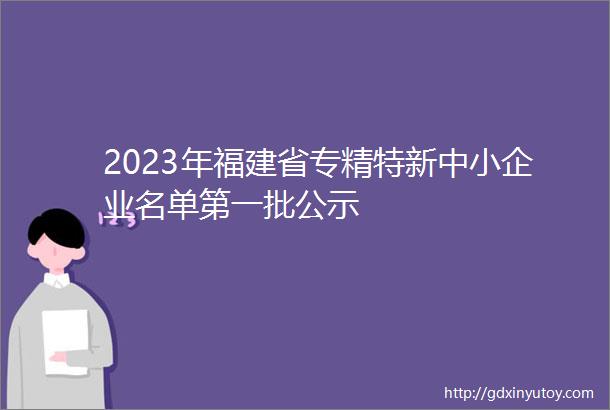 2023年福建省专精特新中小企业名单第一批公示