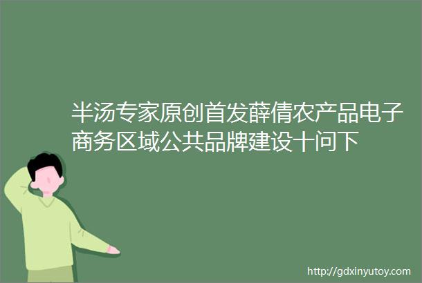半汤专家原创首发薛倩农产品电子商务区域公共品牌建设十问下