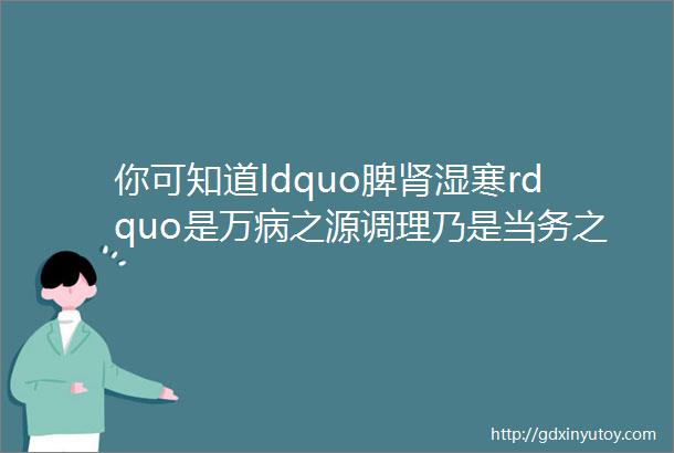 你可知道ldquo脾肾湿寒rdquo是万病之源调理乃是当务之急