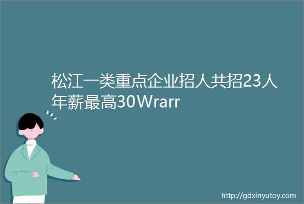 松江一类重点企业招人共招23人年薪最高30Wrarr