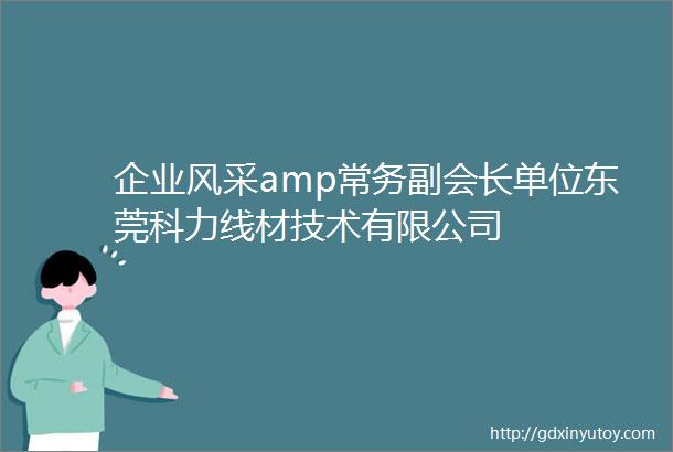 企业风采amp常务副会长单位东莞科力线材技术有限公司